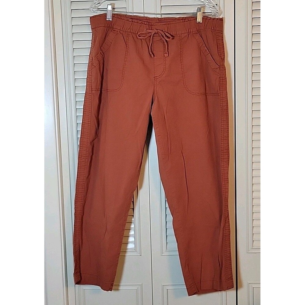Sonoma Women's Pull On Ankle Pants, Drawstring Adj Waist, Rust Color, Large